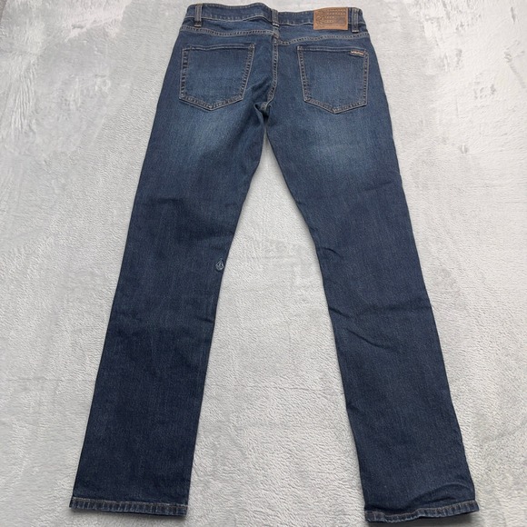 Volcom Vorta Straight Leg Jeans Mens 31 Denim Cotton Stretch Slim Fit Dark Wash - Picture 8 of 10